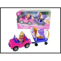 LALKA AUTO PRZYCZEPKA KOŃ 30CM