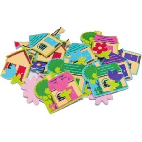 NAKLEJKI Z PIANKI KWIATKI I DOM