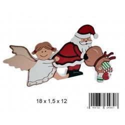 DEKORACJA ŚWIĘTA DREWNO ANIOŁ MIKOŁAJ 18X12CM