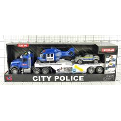 TIR LAWETA POLICJA HELIKOPTER AUTO 55CM ŚW/DŻW