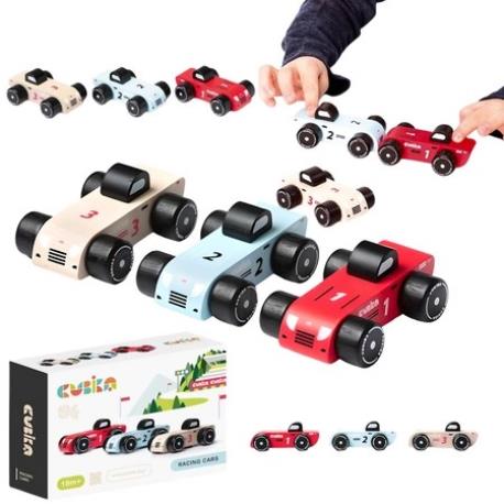 AUTA SPORT 3SZT DREWNO 14CM
