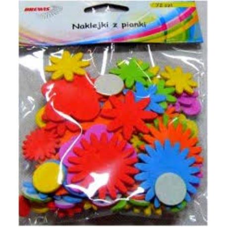 NAKLEJKI Z PIANKI KWIATKI 72 SZT